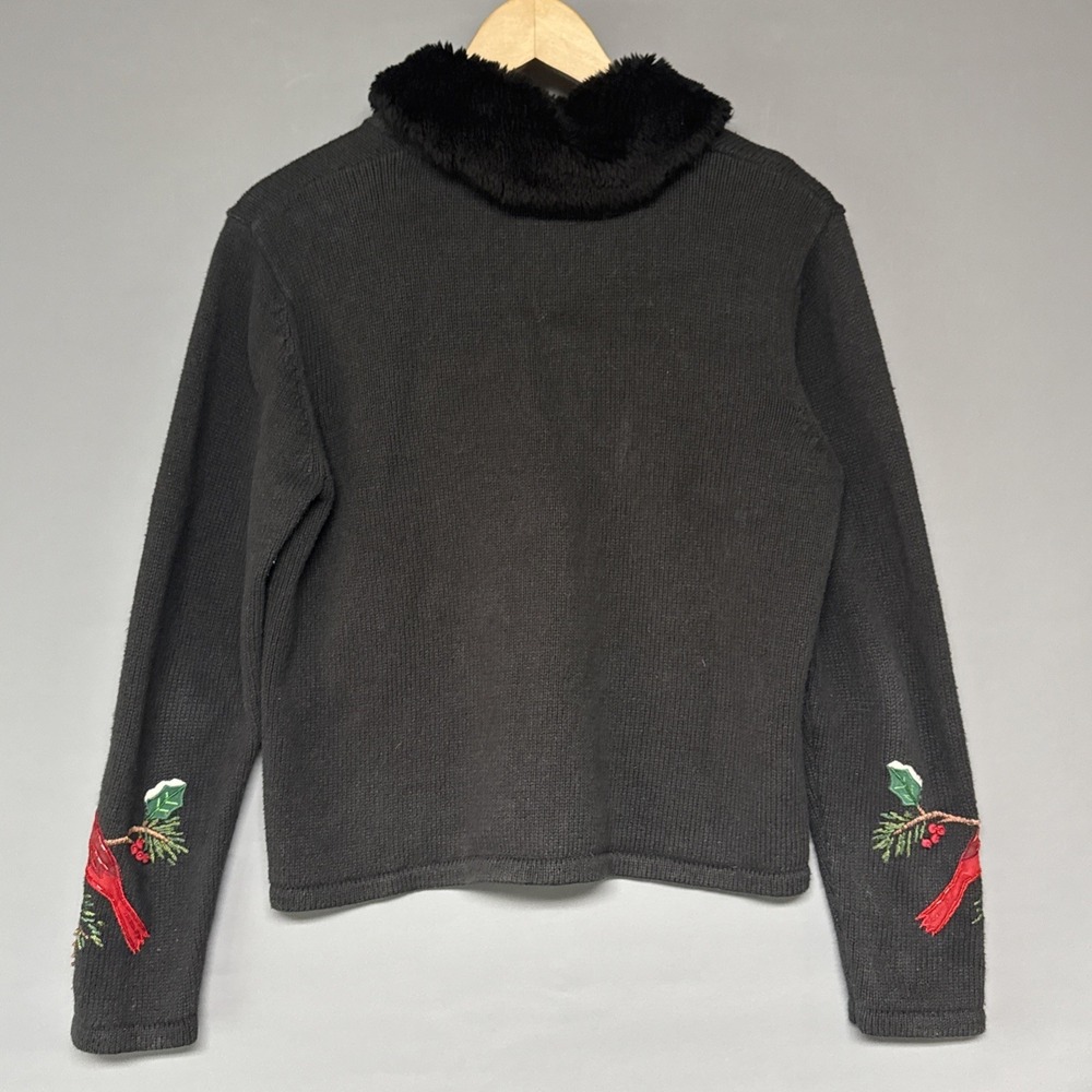 Tiara International Women S Christmas Cardigan Sweater Cardinals Holly Ramie‎ - Picture 2 of 5